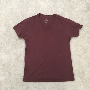 J Crew Maroon V Neck Tee